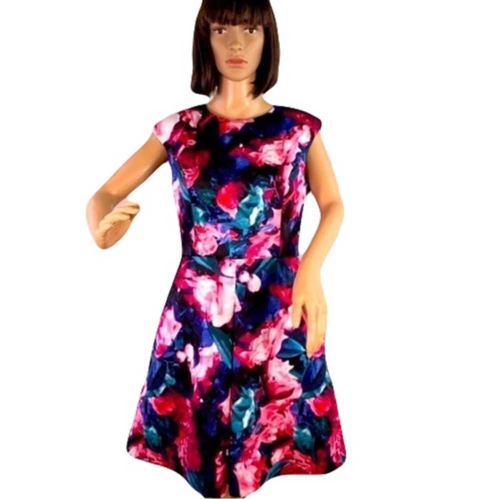 Vince Camuto Fit & Flare Pleat Floral Dress